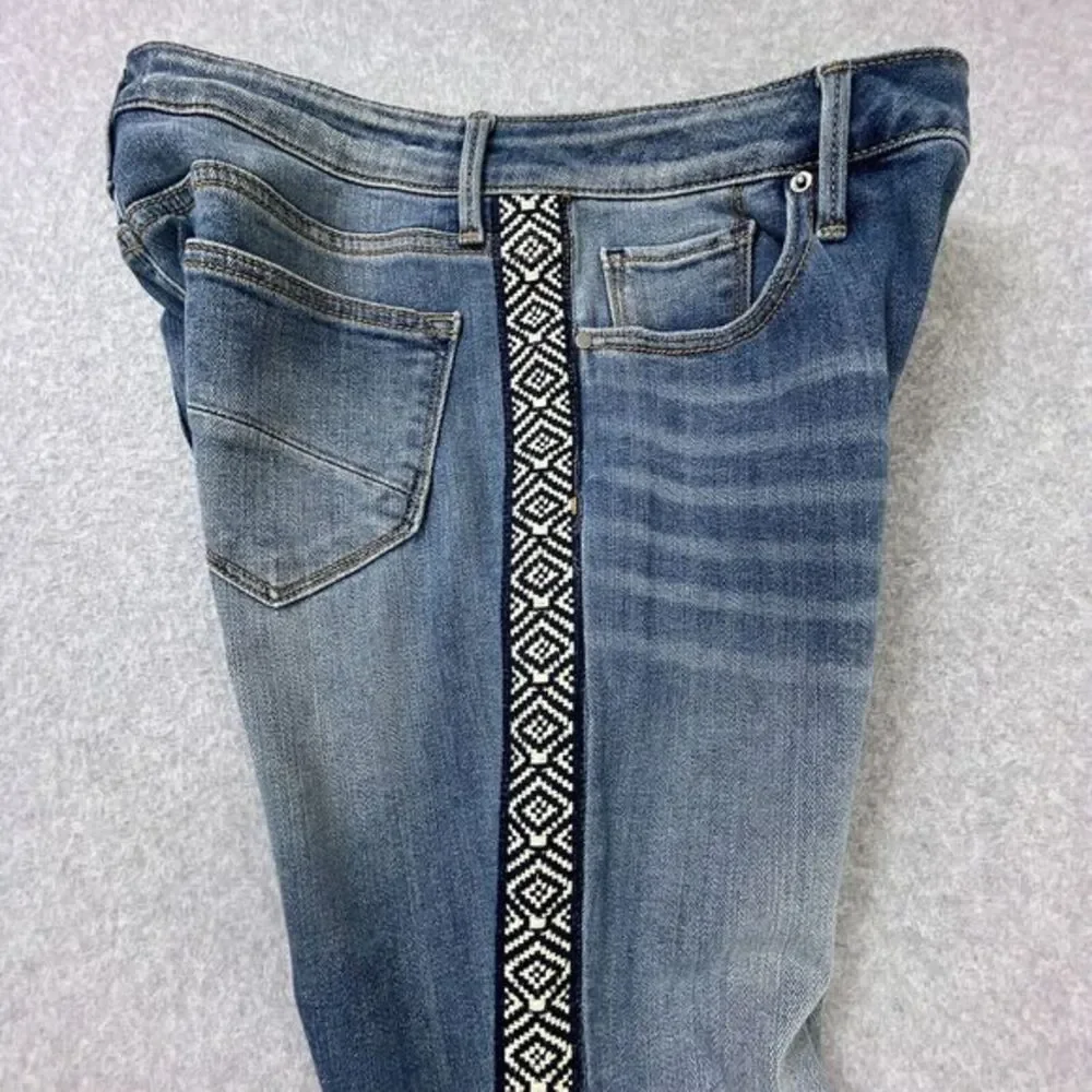 Driftwood Jackie High Rise Jeans Womens Sz 28 x 28 Geometric Stripe Embroidered - Picture 14 of 15
